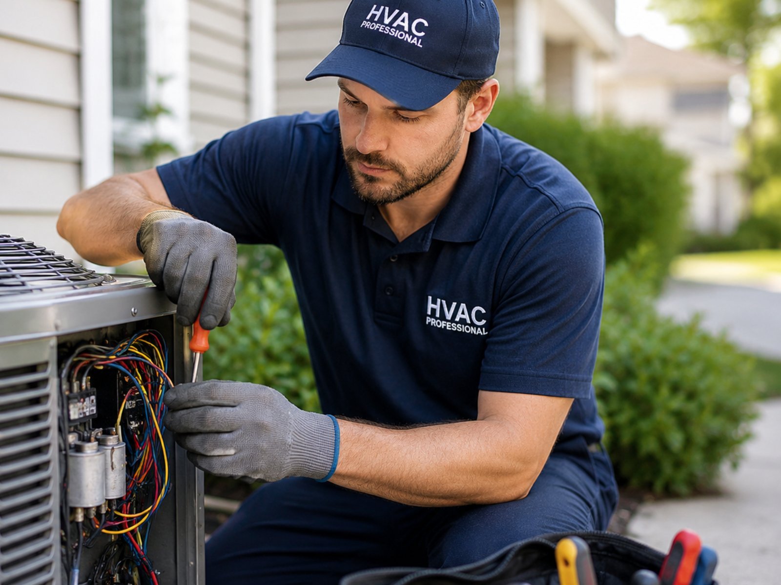 HVAC outdoor unit outside a residential home in California